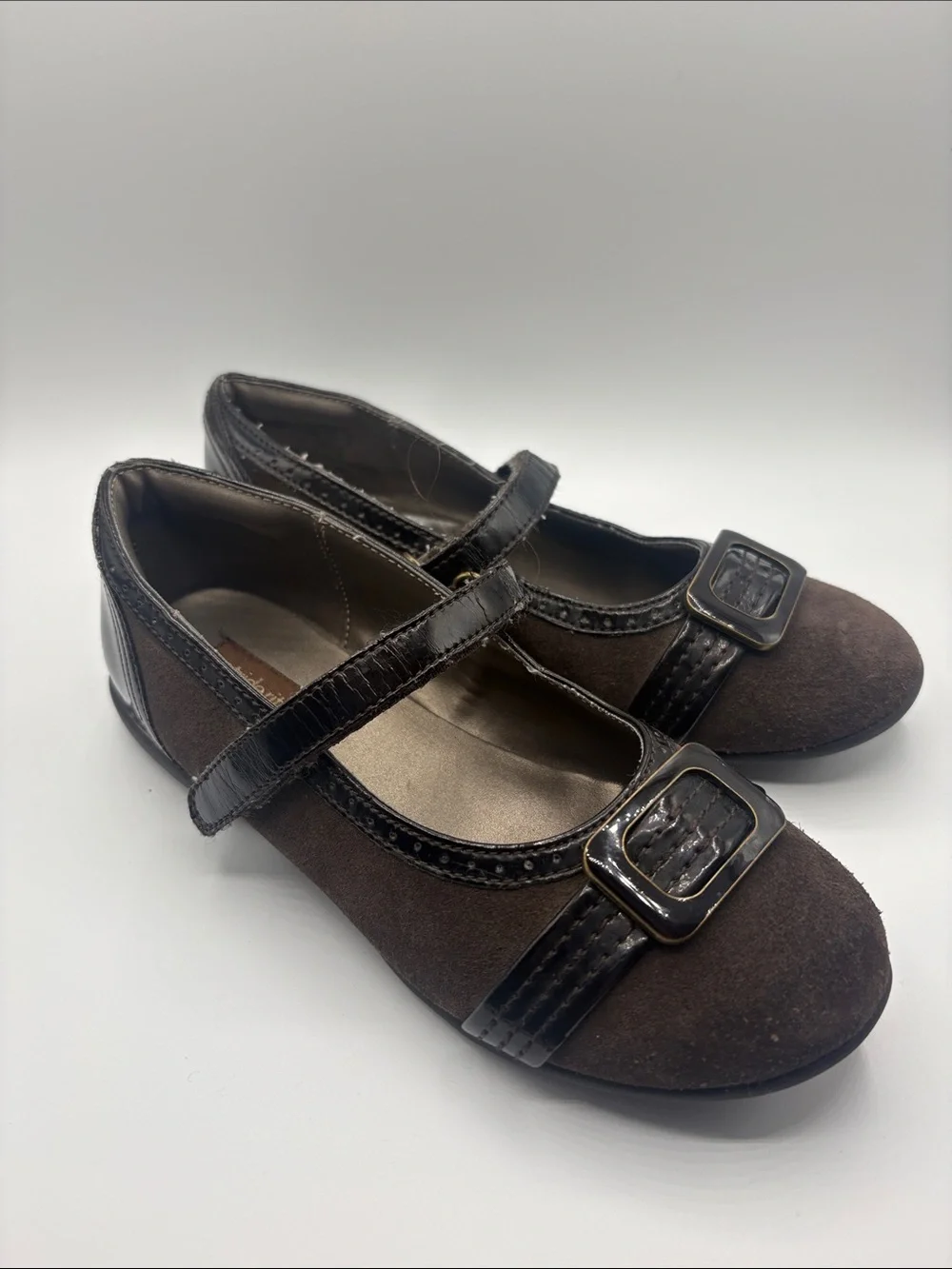 Stride Rite Girls Brown Mary Jane Flats with Buckle Detail